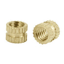 M2 x 3mm Brass Cylinder Knurled Threaded Round Insert Embedded Nuts 100pcs P2Y3
