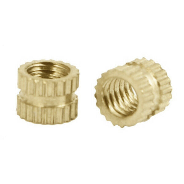 M2 x 3mm Brass Cylinder Knurled Threaded Round Insert Embedded Nuts 100pcs P2Y3