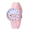 Candy Color Quartz Watch Women Men Fish Print Round Dial Wristwatch (Pink) A