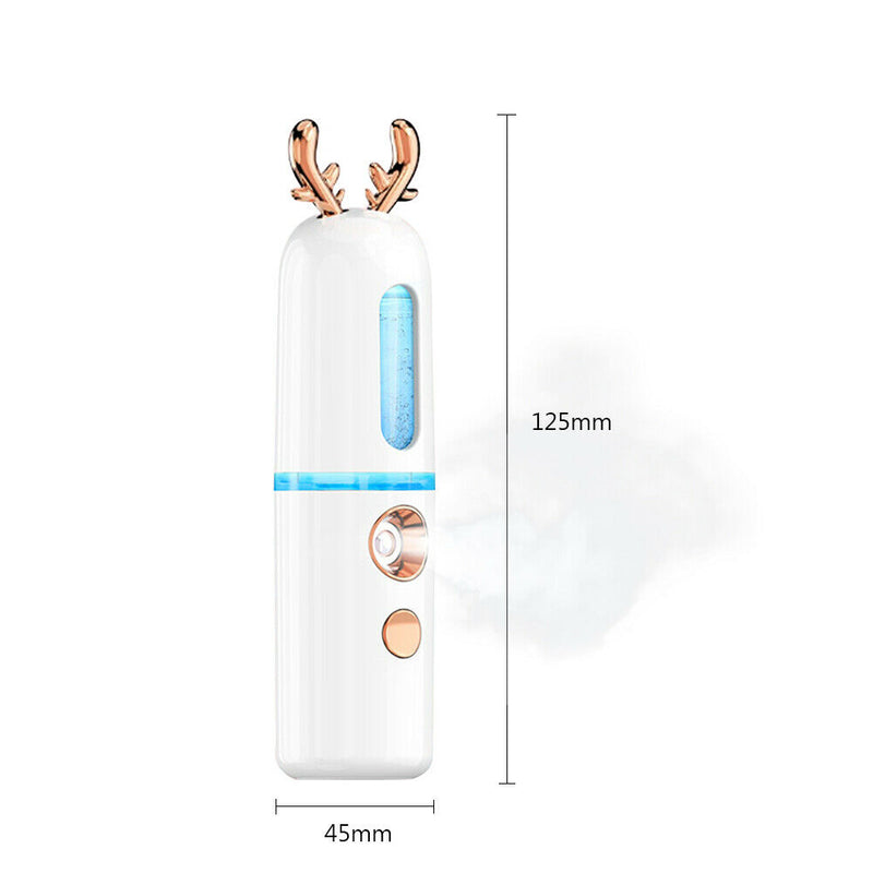 Cute Deer Shape Mini Nano Facial Mister Steamer Cool Mist Sprayer (White)