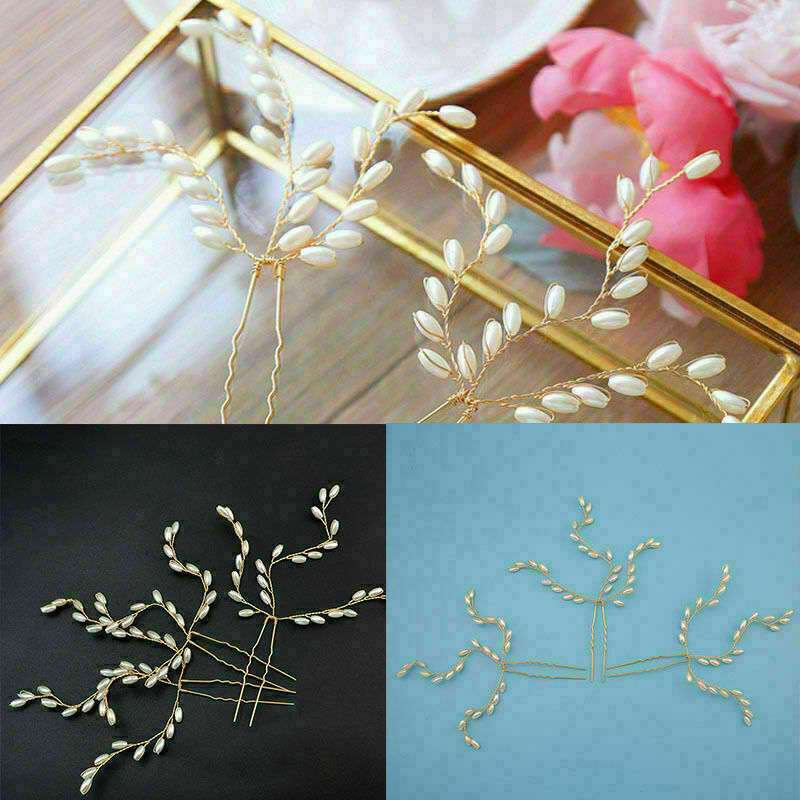 Wedding Party Hairpin Imitated Headdress Plait Hairclip Vine Accessories J1 K7V8