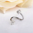 Stainless Steel Crystal Twist Ear Cartilage Helix Body Piercing Earring Stud H7