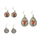 3 Pairs Retro Drop Earrings Boho Dangles Women Beach Jewelry Gift (Style 3) A