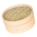 Natural Bamboo Steamer Basket Food Steamer Cooker for Dumpling Dim Sum 18cm
