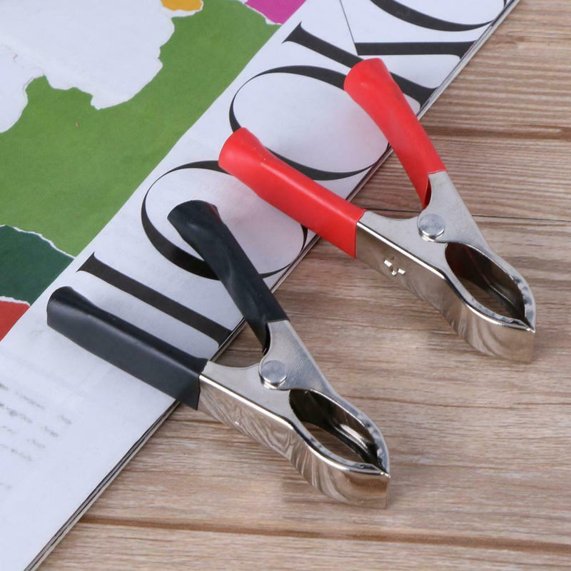 2Red+ 2Black 30A 75mm Nickel Coated Car Battery Test Clips Alligator Clamps