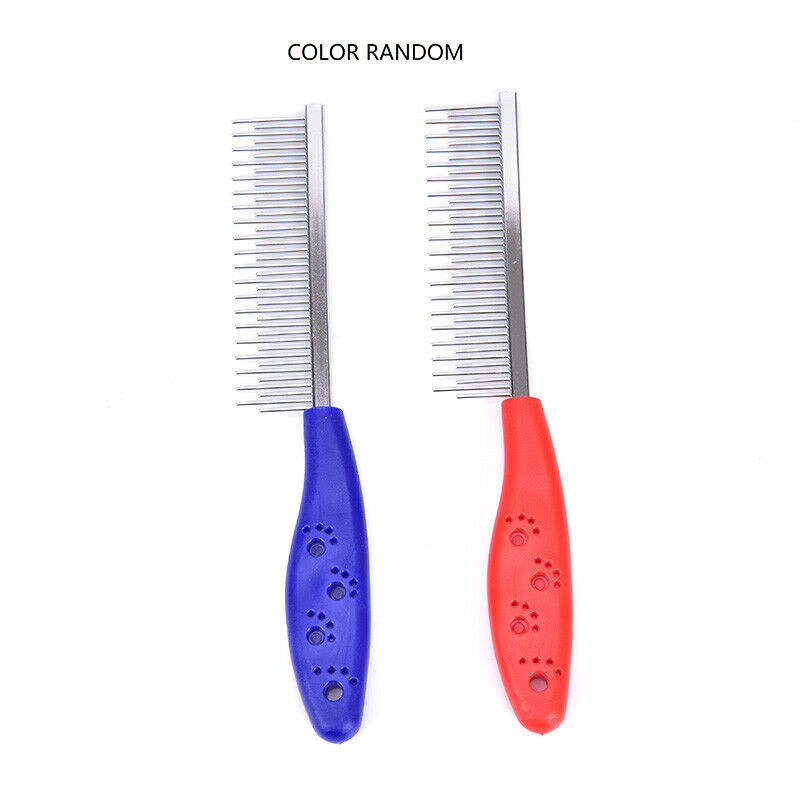 Pet Dog Cat Metal Double Row Teeth Brush Grooming Hair Comb Rake Tool Useful BX