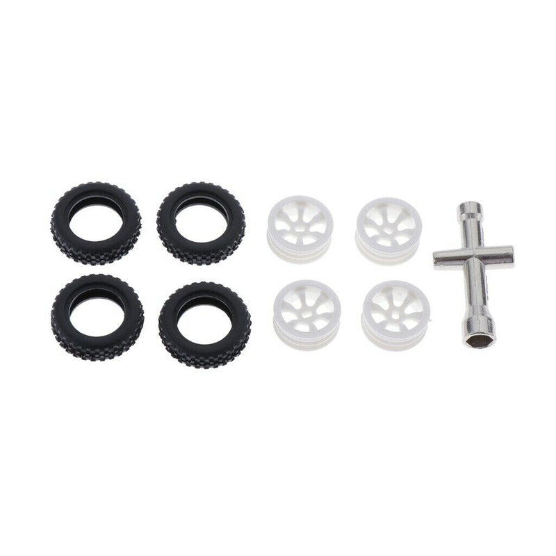 4 Sets 1:28 RC Rock Crawler Rubber Tires & Plastic Wheel Rim for Wltoys K989
