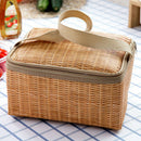 Portable insulated thermal cooler lunch box imitation rattan picnic container ^