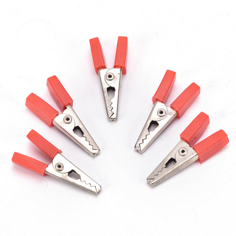 10x Alligator Clip Terminal Test Electrical Battery Crocodile Clamp Red Black JR