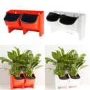 Set of 2 Stackable Wall Planter Self Watering Hanging Flower Plant Pots - White