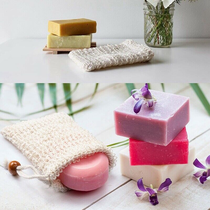 Ramie Soap Bags 10 Pack Natural Soap Bags with Drawstring Soap Saver Pouch  V5Z5