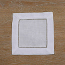 15 pieces White Linen/Cotton Hemstitched Cocktail Napkins Cloth Coasters