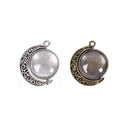 30pcs/set Moon Rotation Double Sided  Round Pendant Trays Glass Cabochon Base 3C