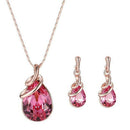 Necklace Earrings Diamond Elegant Women Jewellery Set of Pendant Necklace+E