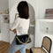 Women Pleated Shoulder Bag Chain Totes PU Cloud Messenger Handbag (Black)