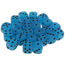 Blue Acrylic D6 Noctilucence Dices 6-Sided Point Spot Game Dice 25pcs/Pack Glow