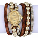 Duoya Luxury Brand Women Rhinestone Leather Wrist Ladies Quartz-Watch Casua