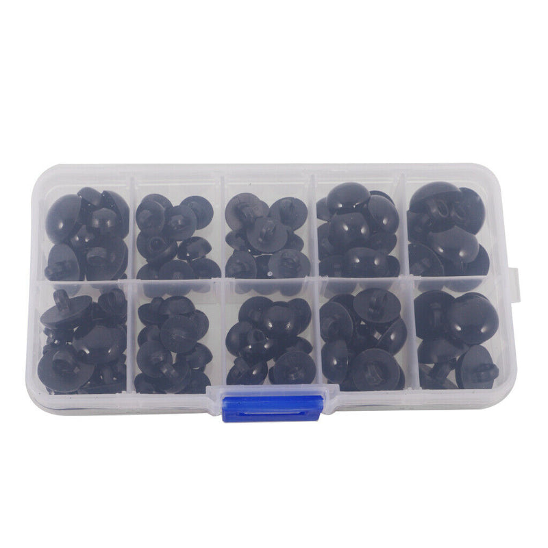 100pcs 9-15mm Round Mushroom Domed Black Plastic Safety Eyes and Nose for Bear,