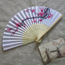 Unqiue Chinese Folding Hand Fan Japanese Cherry Blossom Design Silk Costume 3C