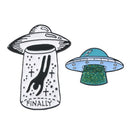 2Pcs Enamel Pin Set Punk Cute Brooches for Party Alien UFO Lapel Pin Badge Set