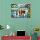 5D DIY Full Drill Diamond Painting Horse Drinking Cross Stitch Embroidery