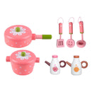 7PCS Simulation Kitchen Pretend Wood Cookware Playset Learning Toys for Kids
