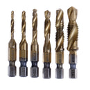 6X Hex Shank Titanium Plated Screw Thread Drill Bits Set Compound Tap M3- M10 JR