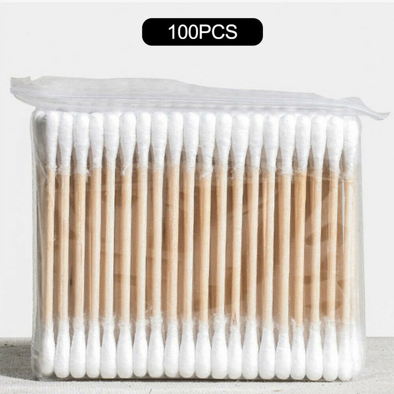 100pcs Double Head Disposable Cotton Stick Makeup Cotton Swab First Aid Kit