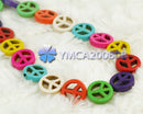 26Pcs Mixed Color Mini Peace Sign Spacer Charm Beads Turquoise 15mm Jewelry New