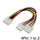 2x 4Pin ATX Molex 1 Male to 2 Female Extension IDE Power Supply Splitter CableOZ