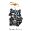 1pcs DIY Keychain Hand Made Diamond Painting Full Drill Pendant (Raccoon)