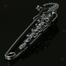 2pcs Retro Crystal Peacock Metal Large Safety Pin Brooch Sweater Scarf Clip