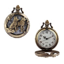 Unisex Bronze Wolf Hollow Quartz Pocket Watch Necklace Pendant Chain Women Men*