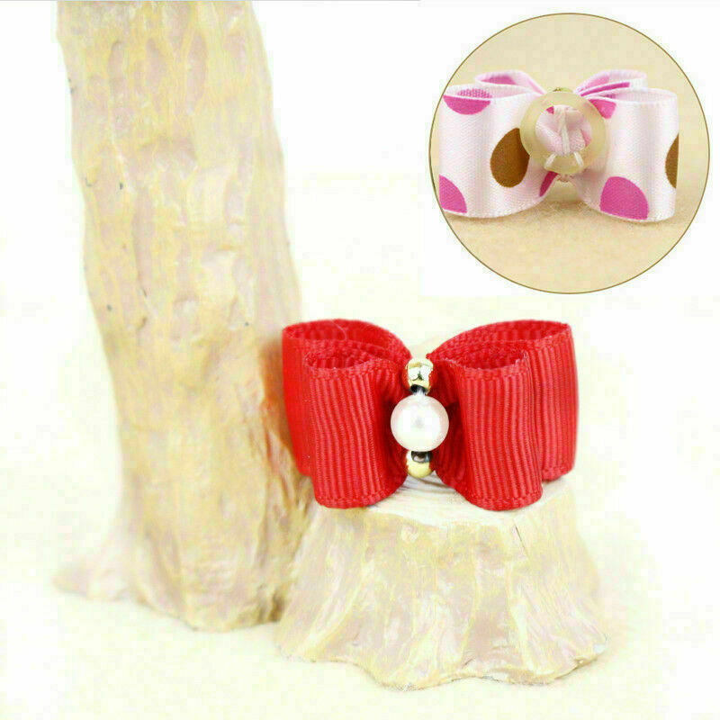 10pcs Cat Puppy Headdress Assorted Pet Band Dog Accessory Hair Bows Rubber I6C1