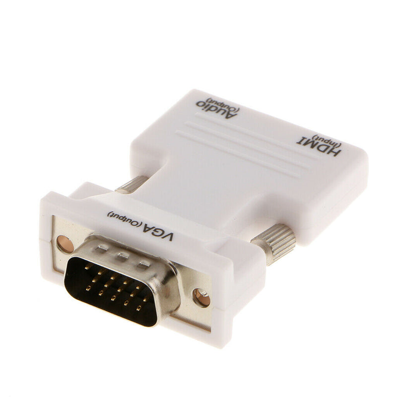 HDMI Female to VGA Male Converter + Audio Support 1080P Output White