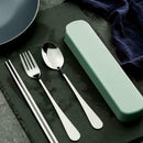 5Pcs Portable cutlery set Dinnerware 410 Stainless Steel Tableware Green Safe