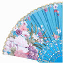 Spanish Floral Oriental Dance Party Wedding Folding Hand Fan Lace - Lake Bl