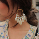 Elegant Hanging Multi Pearls Hoop Earrings For Women Big Large Hoops Earrin