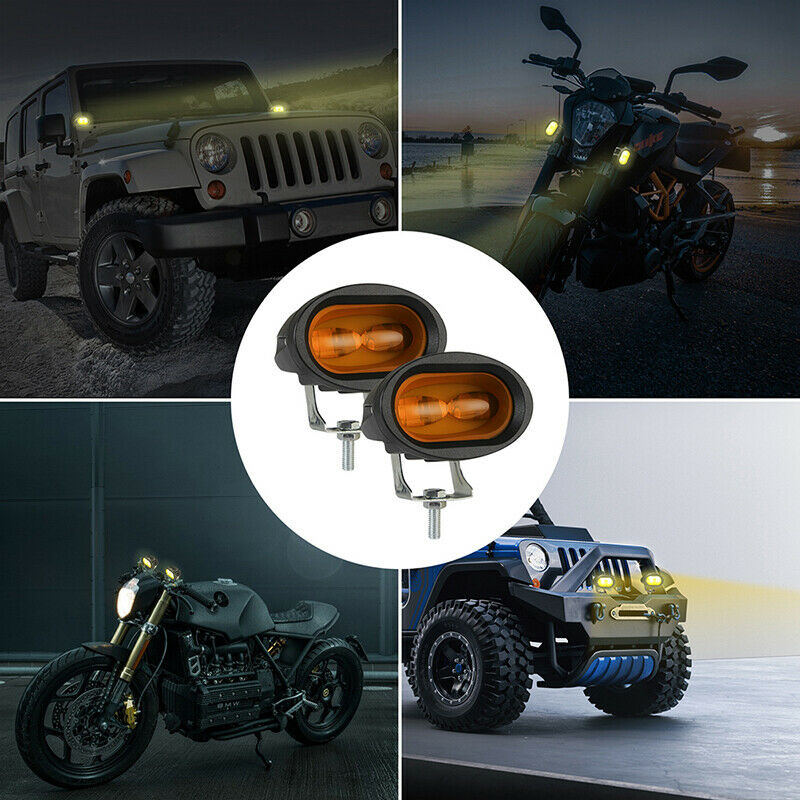 2X LED Work Light Amber Fog Bar Driving Pod Spot Lamp Offroad SUV MotorcyclS Hn