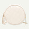 Pure Color Plaid Shoulder Handbags Women Round Tassel Crossbody Bag (Beige) A