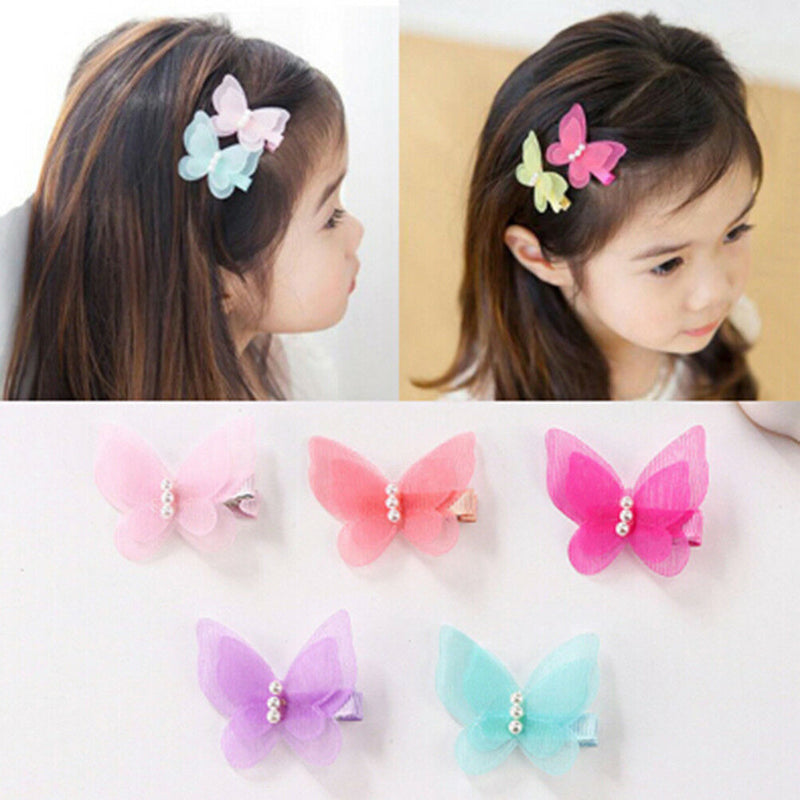 5X Bow Butterfly Hair Clips Girls Hair Grips Kids Hairpin Headwear Accessory  Z