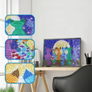Full 5D Diy Diamond Painting Kit, Moon And Colored Cat Shaped Embroidery Cr