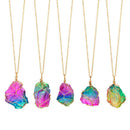 Rainbow Stone Natural Crystal Chakra Rock Chain Quartz Pendant Necklace Jewelry