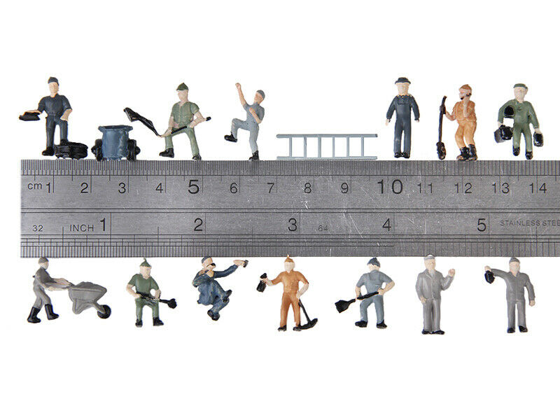 25pcs 1:87 Painted Train Railway Worker People Figures with ladder & bucket