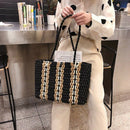 New Portable Square Stripe Straw Bag Fashion Large Capacity Woven Shoulder