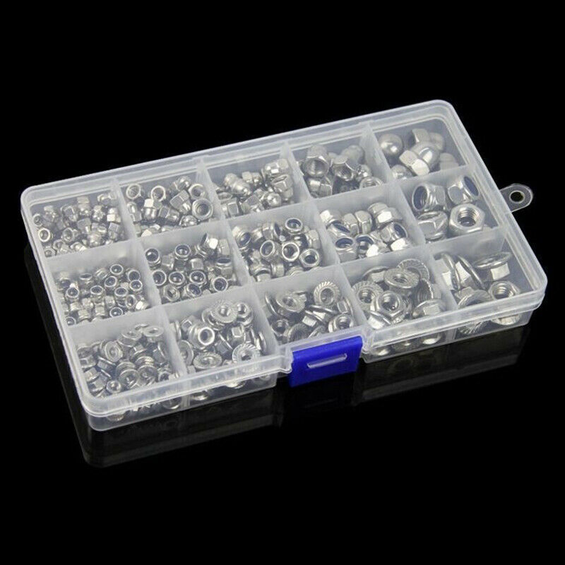 1set 304 Hex Nut Sets Household Nylon Lock/Cover Decoration/Flange Nuts 385 Z3E6