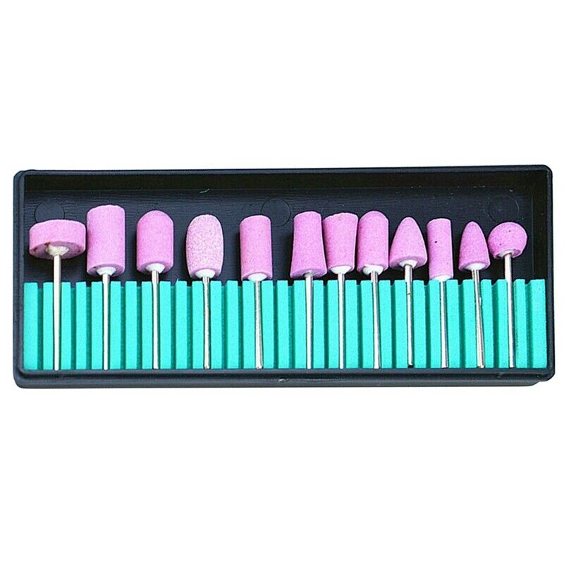 12Pcs/Set Ceramic Electric Machine Drill Bits File Nail Art Polishing Grind F1T6