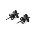 2PCS Black Stainless Steel Ear Studs Earrings Barbell Punk Gothic Men's J TGJ