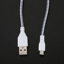 1M Braided Fabric Mini USB Data&Sync Charger Cable Cord For Cell Phone Whit