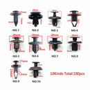 100 PCS Trunk Screw Rivets Set Car Bumper Fender For Auto Plastic Fastener Clip